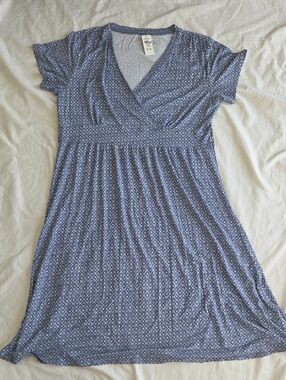 L.L. Bean Blue Geometric Midi Dress
